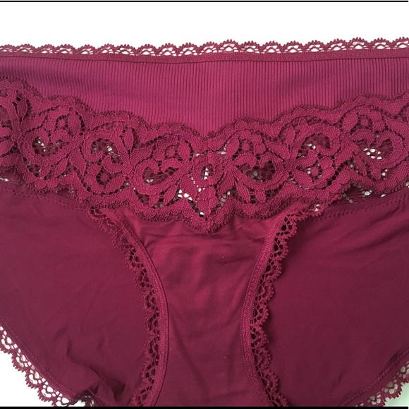 Victoria Secret lace panty bikini red plum color new with tag size L panty VS - Picture 5 of 8